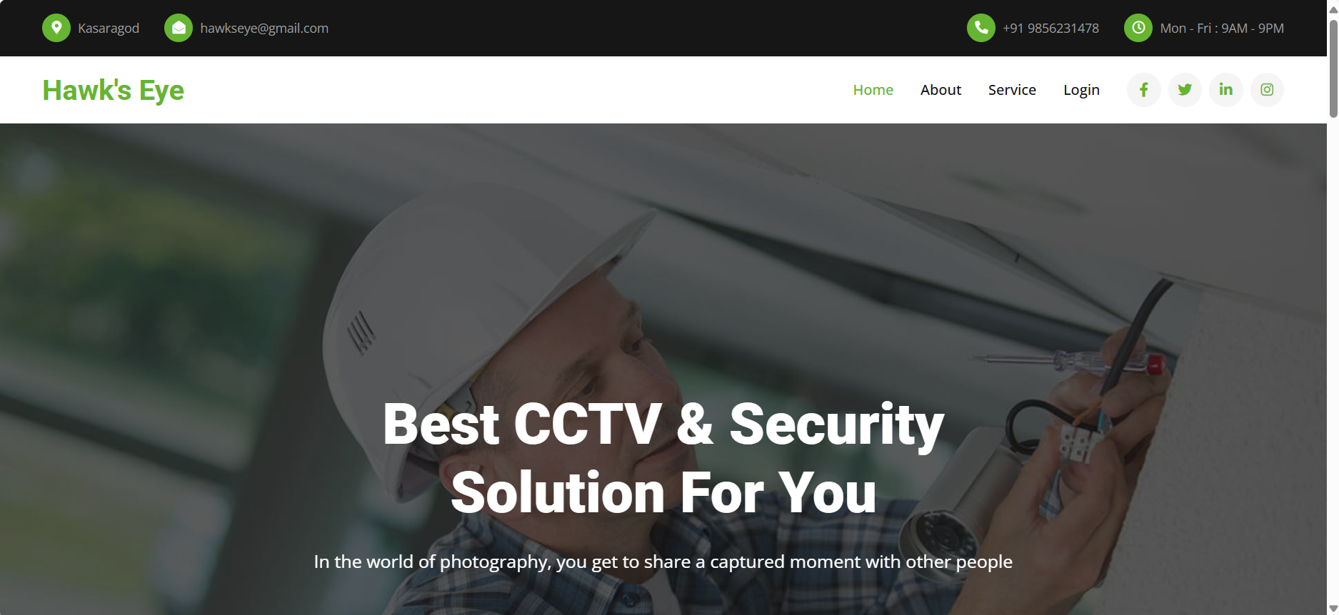 Hawk's Eye website home page preview